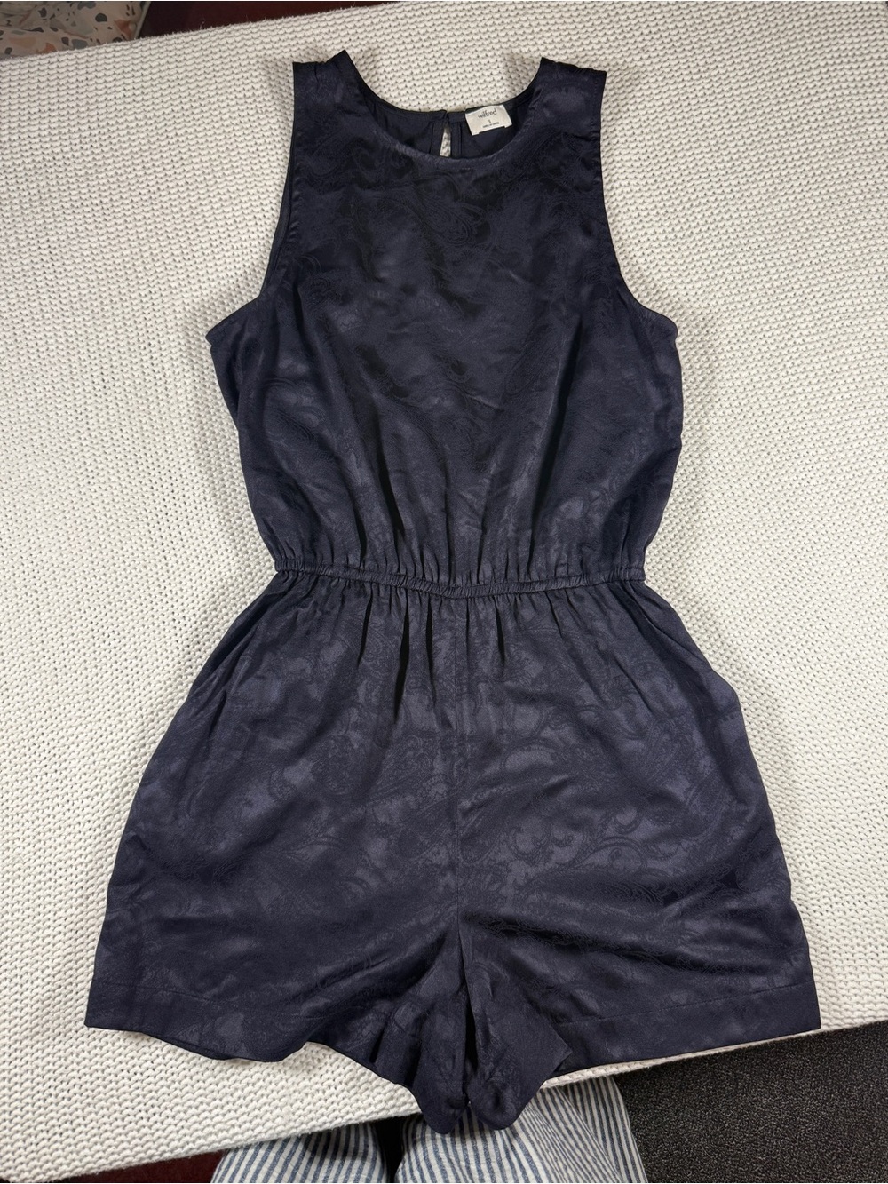 Aritzia Wilfred Rive Romper – Navy Paisley – Size S